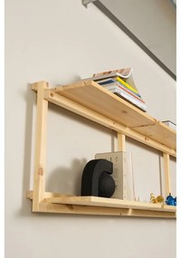 Libreria da parete di colore naturale in pino massiccio 192x47,5 cm Groove – Karup Design