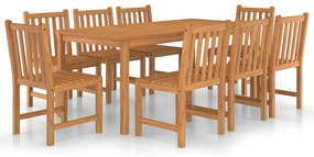 Set da Pranzo per Esterni 9 pz in Legno Massello di Teak