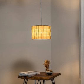 HELAM Lampada a sospensione Atlanta, colore rovere, Ø 30 cm, tessuto, E27