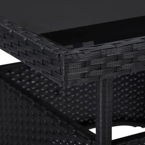 Set mobili da pranzo per giardino 3 pz nero polyrattan e vetro