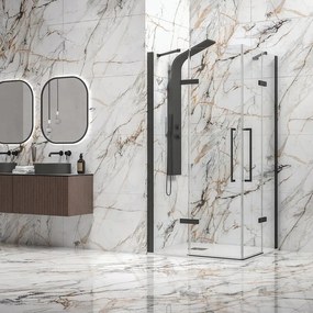 Kamalu - Box doccia 100x120 nero opaco doppio battente | KT1000N