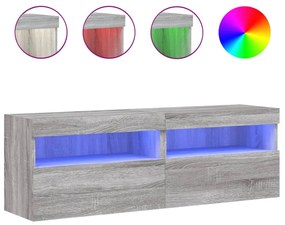 Mobili tv a parete con luci led 2pz grigio sonoma 60x30x40 cm