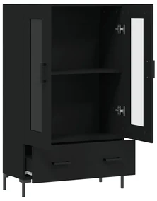 Credenza nera 69,5x31x115 cm in legno multistrato