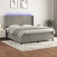 Letto a Molle Materasso e LED Grigio Chiaro 180x200 cm Vellutocod mxl 123397