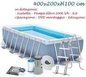 Piscina fuoriterra 400x200x100 26788 prisma frame rettangolare con pompa filtro - Intex