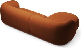 Divano angolare color terracotta (con penisola a sinistra/con chaise lounge) con rivestimento in velluto Kate – Micadoni