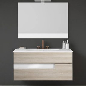 Mobile sottolavabo e lavabo Vision per vasca centrale canapa/bianco L 100 cm 2 cassetti