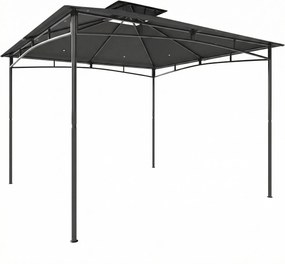 Gazebo da Giardino 300x300x285 cm con Doppio Tetto in Poliestere e Metallo Grigio Scuro...