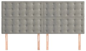 Testiera 4 pz grigio chiaro 80x5x78/88 cm in velluto