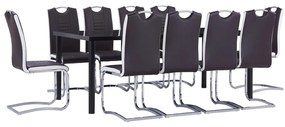 Set Sala Da Pranzo 11 Pz İn Similpelle Marrone /