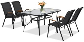 Mobili da giardino in metallo Modena/Bitonto Wood per 4 persone Garden Point nero