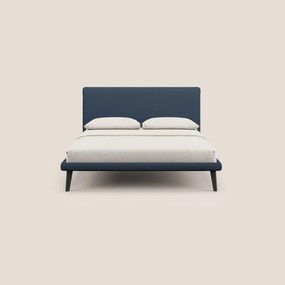 Noel letto minimal scandinavo con piedi in mogano e tessuto fiammato impermeabile T19