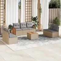 Set Divano da Giardino 8 pz con Cuscini Beige in Polyrattan 3259966