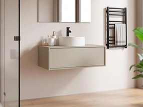 Mobile da bagno sospeso beige con singolo lavabo rotondo - 94 cm - TEANA II
