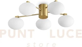 Hermes plafoniera 5 luci attacco g9 ottone lampadine incluse 60cm