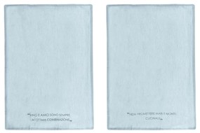 Set 2 strofinacci 45x65 cm ottanio con scritta in misto cotone