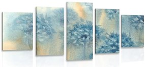 Quadri 5 pezzi – Dente di leone blu in acquerello