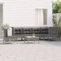 Set Divani da Giardino 7 pz con Cuscini in Polyrattan Grigio 3187525