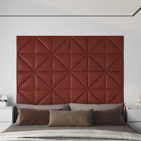 Pannelli Murali 12 Pz Rosso Vino 30x30 Cm İn Similpelle 0,54 M² /