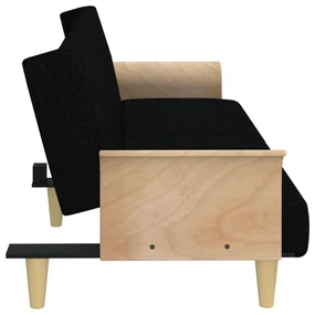 Divano letto con braccioli nero in tessuto