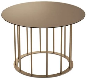 Tavolino tondo D60 cm con base in metallo Beige e piano in vetro Bronzo MUTE