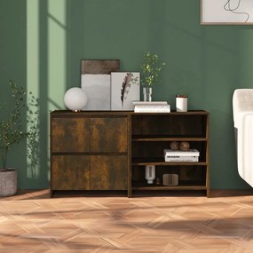 Credenze 2 pz rovere fumo in legno multistrato