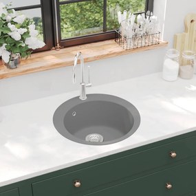 Lavello Da Cucina İn Granito Vasca Singola Rotondo Grigio /