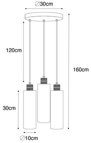 Lampada a sospensione moderna nera con vetro fumé 3 luci - Stavelot