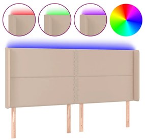 Testiera A Led Cappuccino 183x16x118/128 Cm İn Similpelle /