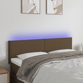 Testiera A Led Marrone Scuro 144x5x78/88 Cm İn Tessuto /