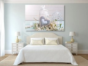 Quadro su tela – Cuoricino vintage e lanterne
