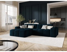 Divano angolare in velluto blu scuro (angolo sinistro) Kendal - Micadoni Home