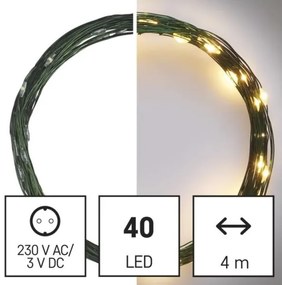 Catena LED da esterno natalizia 40xLED/9m IP44 bianco caldo
