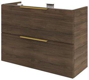 Mobile da bagno sospeso sotto lavabo L 90 x H 64 x P 35 cm noce lucido, 2 cassetti SENSEA Neo Frame