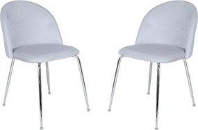 Sedia da pranzo in velluto Grigio Perla con gambe in metallo Cromo - PARIS 2 sedie