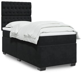 Giroletto A Molle Con Materasso Nero 80x200 Cm İn Velluto /