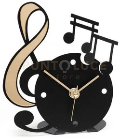 Orologio musica decorato nero in ferro 13,5x15,5cmh