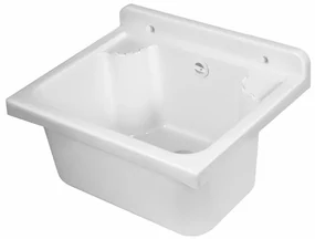 Lavatoio a muro 42x34 cm in resina bianca completo di kit di scarico