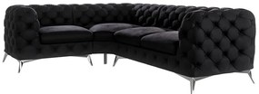 Divano angolare nero (con penisola a sinistra/a L) con rivestimento in velluto Chelsea – Ropez