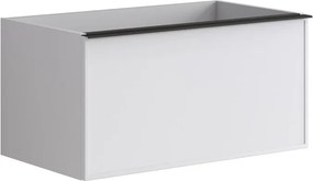 Cassettiera Pixel con 2 cassetti  frontale frame laccato opaco bianco e maniglia alluminio nero opaco L80 x H40 x P45,5 cm