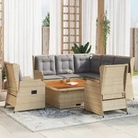 Set Divani da Giardino 6 pz con Cuscini in Polyrattan Beige 3262613