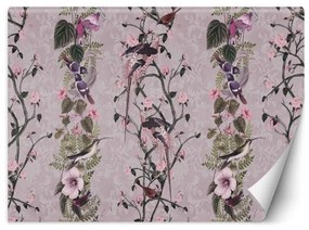 Carta Da Parati, Giungla colorata rosa  Dimensioni 368x254, Finitura Carta da Parati Effetto Tela, Tipo di Carta da Parati Fliselina TNT