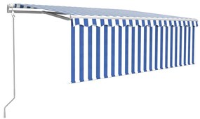 Tenda Automatica Parasole Sensore Vento LED 4x3m Blu Bianca