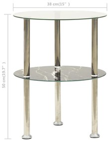 322789  2-tier side table transparent &amp; black 38 cm tempered glass