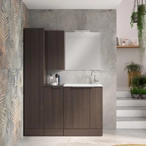 base mobile bagno a terra Jnka SENSEA 1 anta P 45 x L 35 x H 91 cm legno noce truciolare