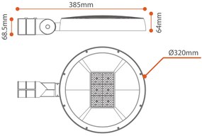 Lampione Stradale LED 40W 147lm/W - Osram chip LED Colore Bianco Naturale 4.000K