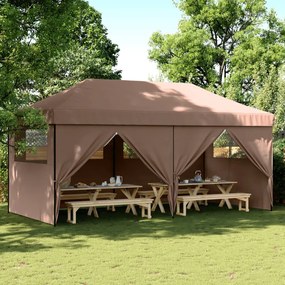 Tendone Per Feste Pieghevole Pop-up Con 4 Pareti Marrone /