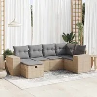 Set Divano da Giardino 6 pz con Cuscini Beige in Polyrattan 3325685