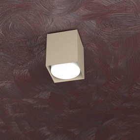 Plafoniera Moderna Cubica Area Metallo Sabbia 1 Luce Gx53 10Cm