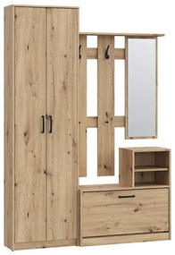 Mobile per ingresso con specchio KAVI, finitura rovere Artisan